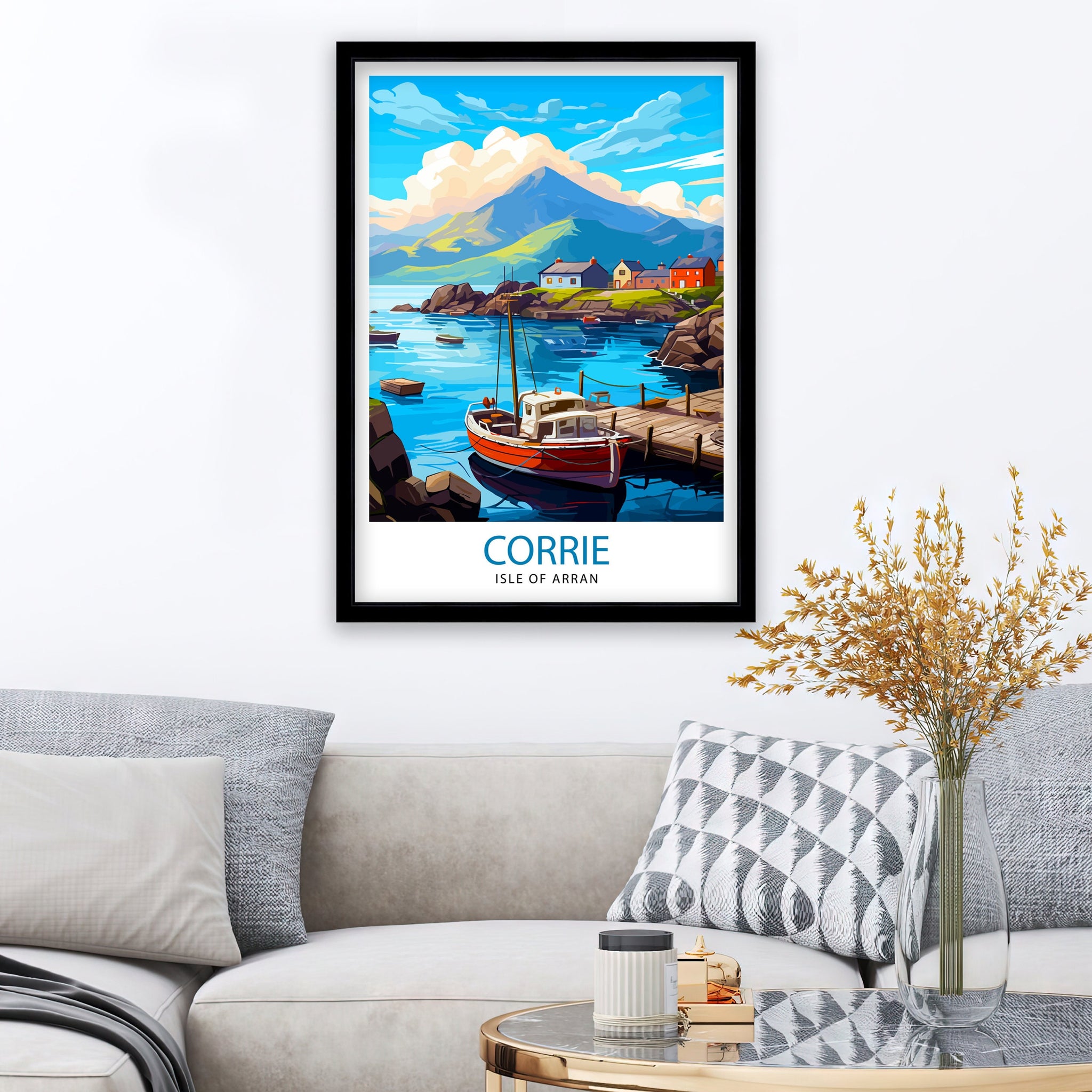 Corrie Isle of Arran Print Scottish Landscape Poster Arran Coastal Artwork Scotland Nature Wall Decor Island Seascape Gift