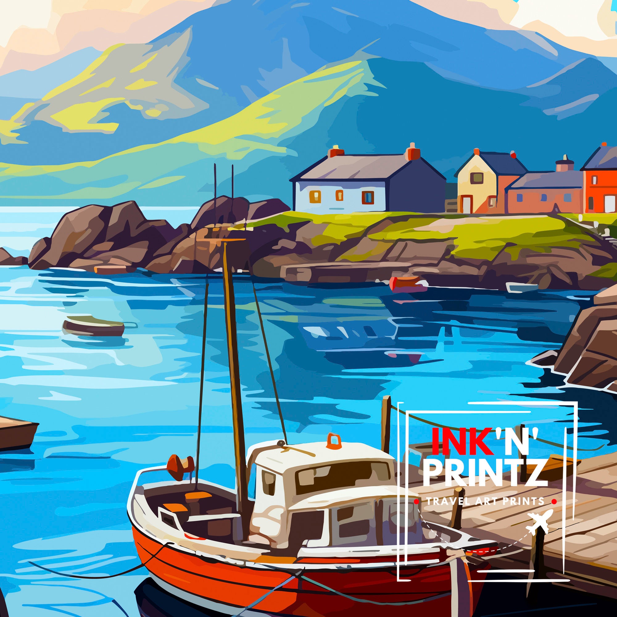 Corrie Isle of Arran Print Scottish Landscape Poster Arran Coastal Artwork Scotland Nature Wall Decor Island Seascape Gift