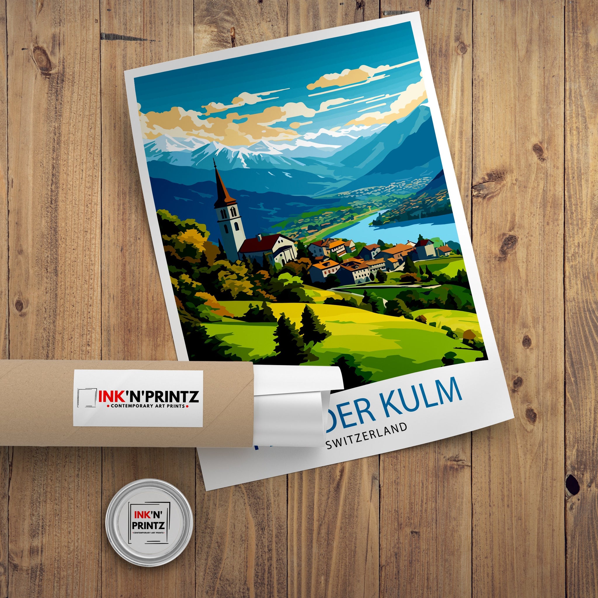 Harder Kulm Switzerland Print - Swiss Alps View Art - Interlaken Overlook Poster - Swiss Mountain Decor - Travel Souvenir - Alpine Scene