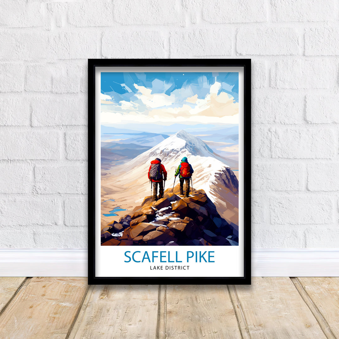 Scafell Pike Travel Print Lake District Wall Art Scafell Pike Illustration England Travel Poster Gift for Hikers Mountain Wall Decor