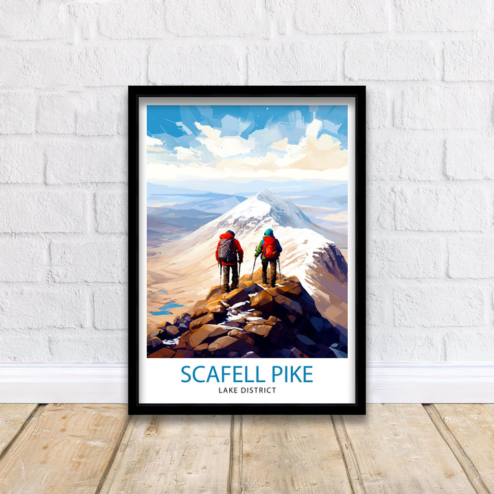 Scafell Pike Travel Print Lake District Wall Art Scafell Pike Illustration England Travel Poster Gift for Hikers Mountain Wall Decor