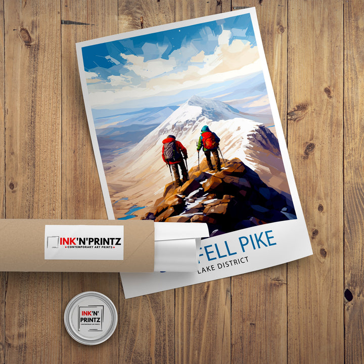 Scafell Pike Travel Print Lake District Wall Art Scafell Pike Illustration England Travel Poster Gift for Hikers Mountain Wall Decor