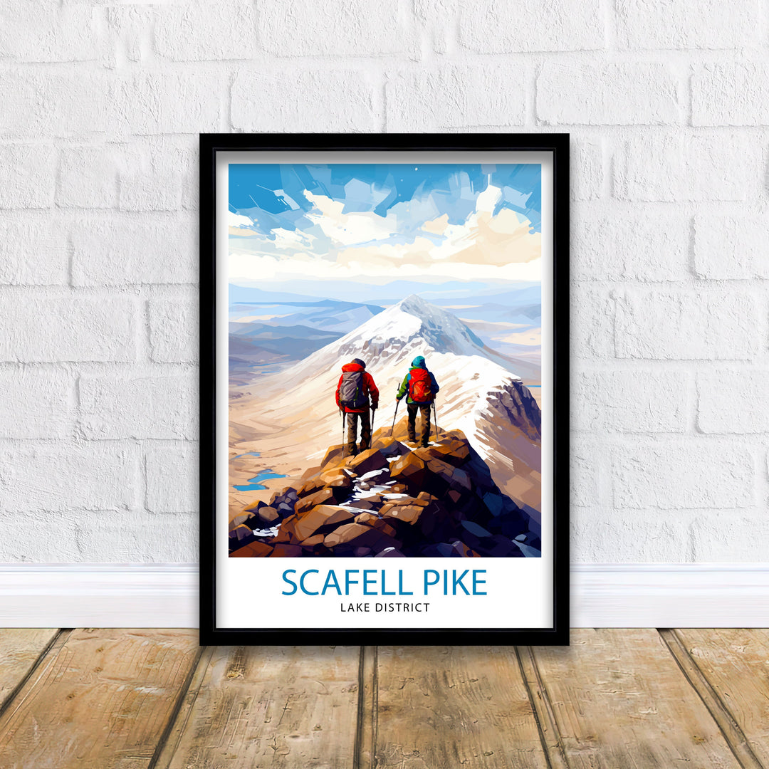 Scafell Pike Travel Print Lake District Wall Art Scafell Pike Illustration England Travel Poster Gift for Hikers Mountain Wall Decor