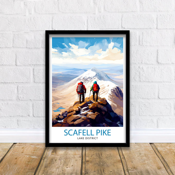 Scafell Pike Travel Print Lake District Wall Art Scafell Pike Illustration England Travel Poster Gift for Hikers Mountain Wall Decor