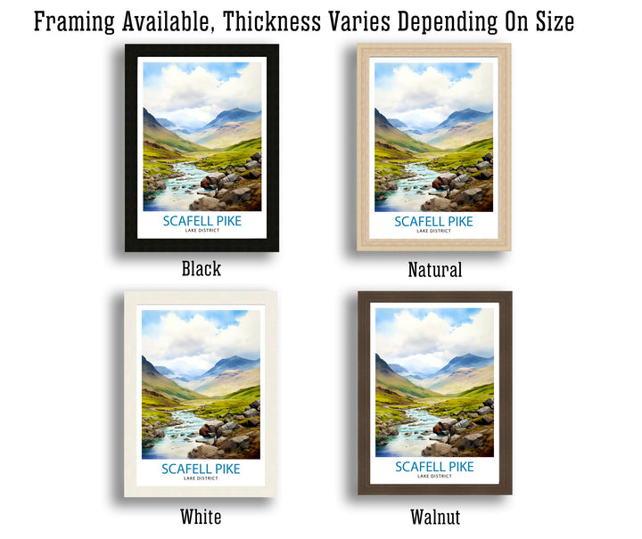 Scafell Pike Travel Print Lake District Wall Art Scafell Pike Illustration England Travel Poster Gift for Hikers Mountain Wall Decor