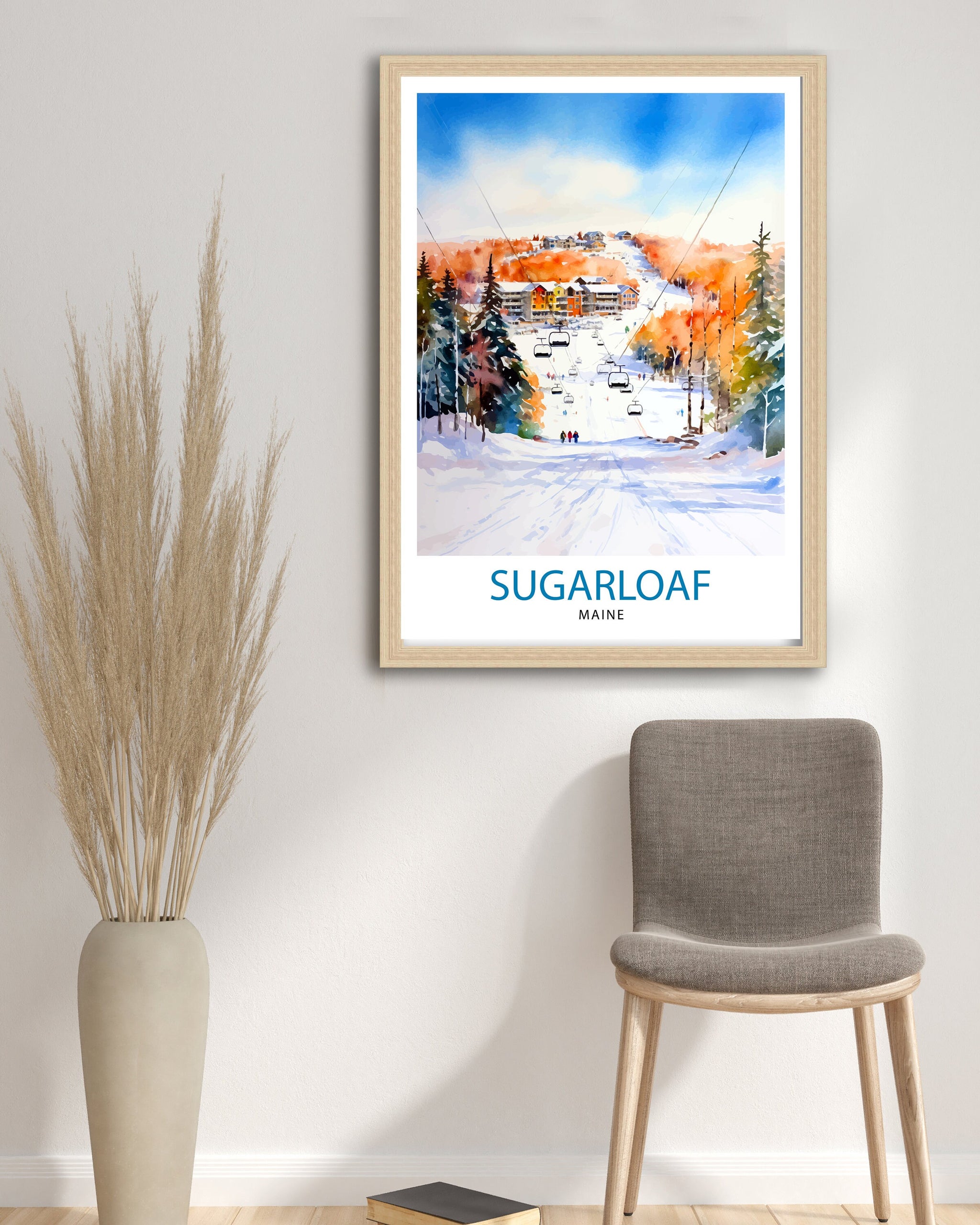 Sugarloaf Maine Ski Resort Print - Maine Ski Wall Art - Sugarloaf Mountain Decor - Skiing Poster - Winter Landscape Art - Ski Lover Gift