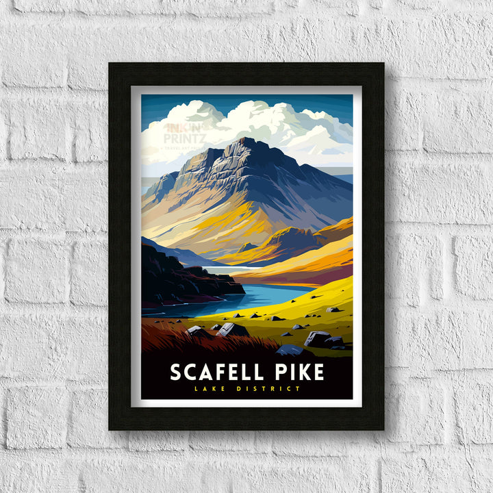 Scafell Pike Travel Print Lake District Wall Art Scafell Pike Illustration England Travel Poster Gift for Hikers Mountain Wall Decor
