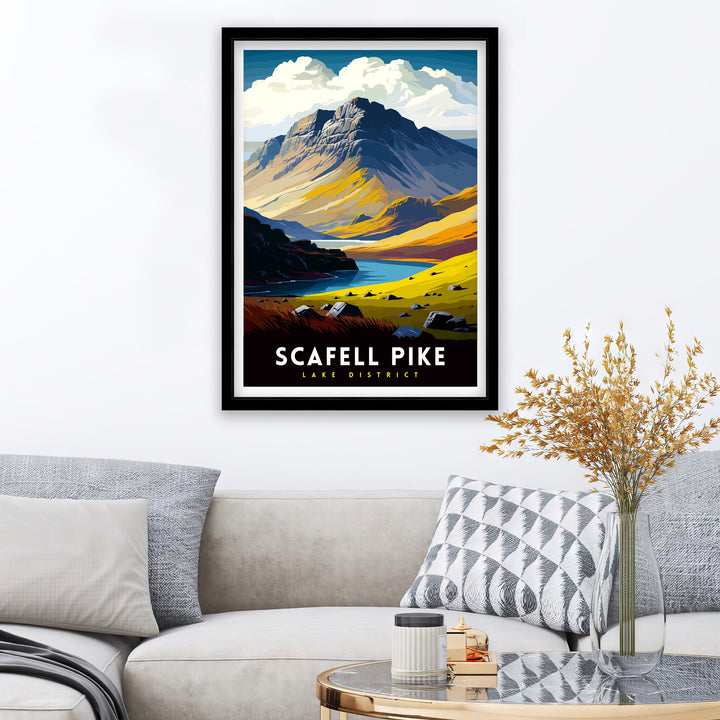 Scafell Pike Travel Print Lake District Wall Art Scafell Pike Illustration England Travel Poster Gift for Hikers Mountain Wall Decor