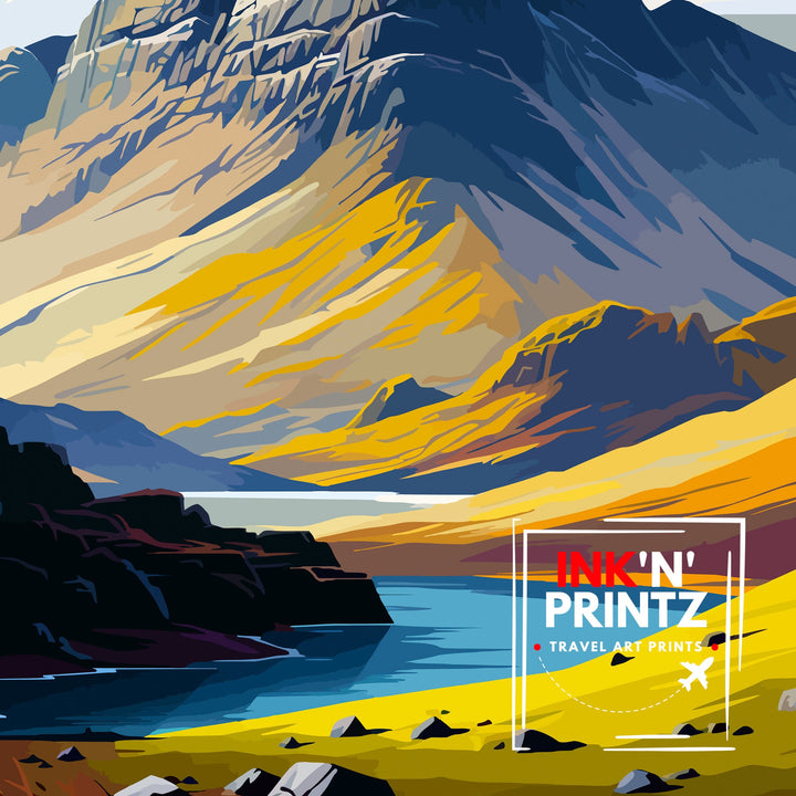 Scafell Pike Travel Print Lake District Wall Art Scafell Pike Illustration England Travel Poster Gift for Hikers Mountain Wall Decor