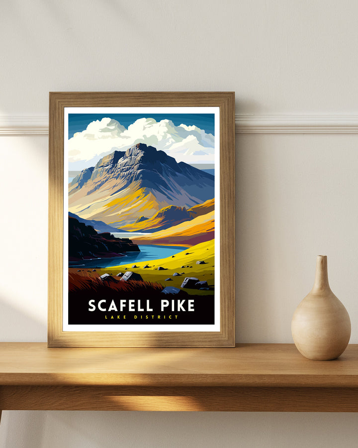Scafell Pike Travel Print Lake District Wall Art Scafell Pike Illustration England Travel Poster Gift for Hikers Mountain Wall Decor