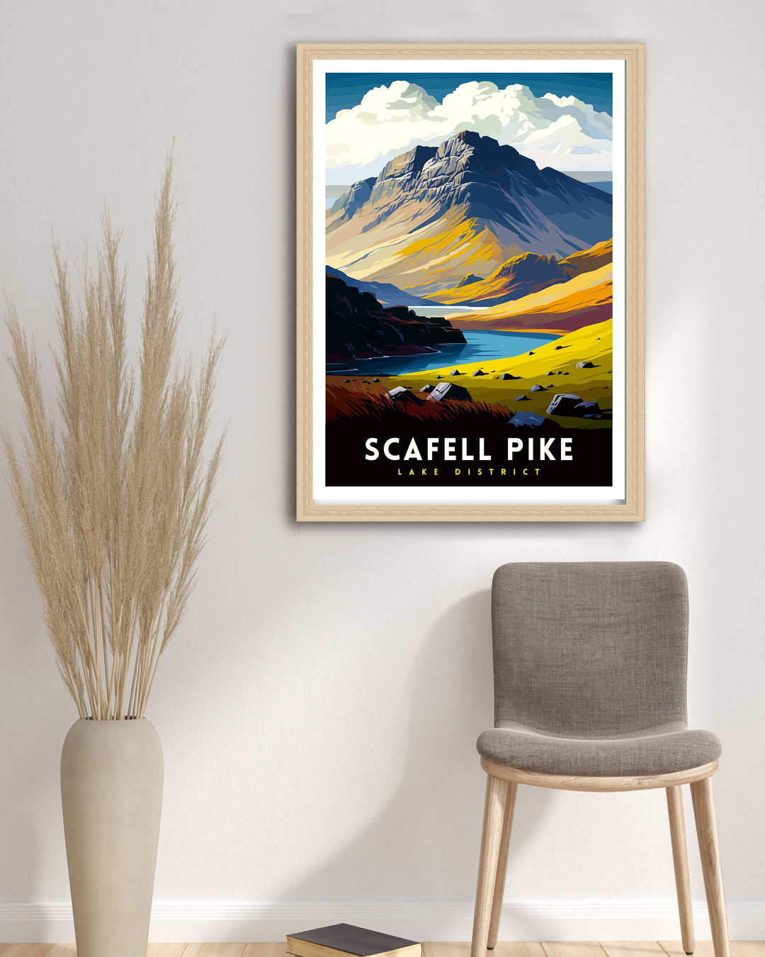 Scafell Pike Travel Print Lake District Wall Art Scafell Pike Illustration England Travel Poster Gift for Hikers Mountain Wall Decor