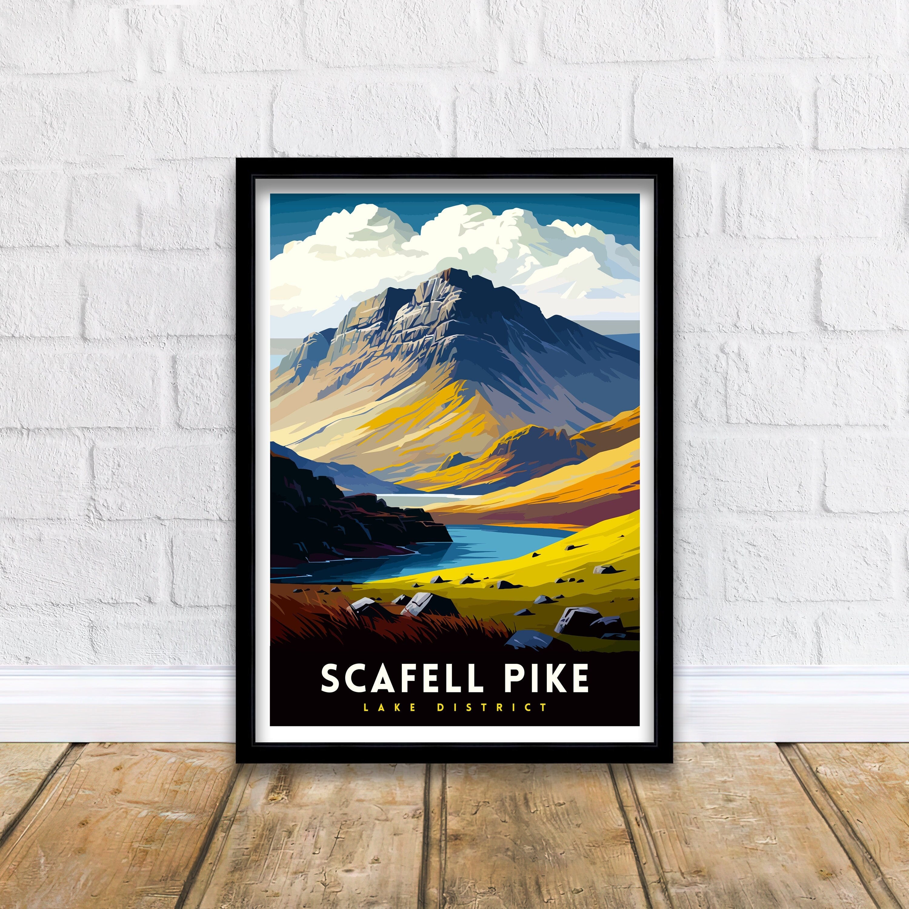 Scafell Pike Travel Print Lake District Wall Art Scafell Pike Illustration England Travel Poster Gift for Hikers Mountain Wall Decor