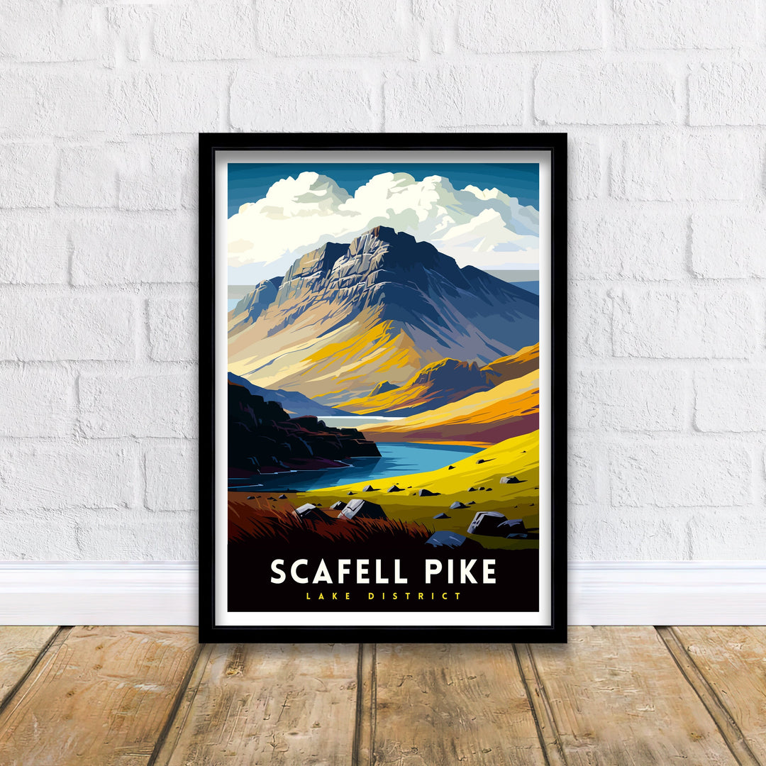 Scafell Pike Travel Print Lake District Wall Art Scafell Pike Illustration England Travel Poster Gift for Hikers Mountain Wall Decor
