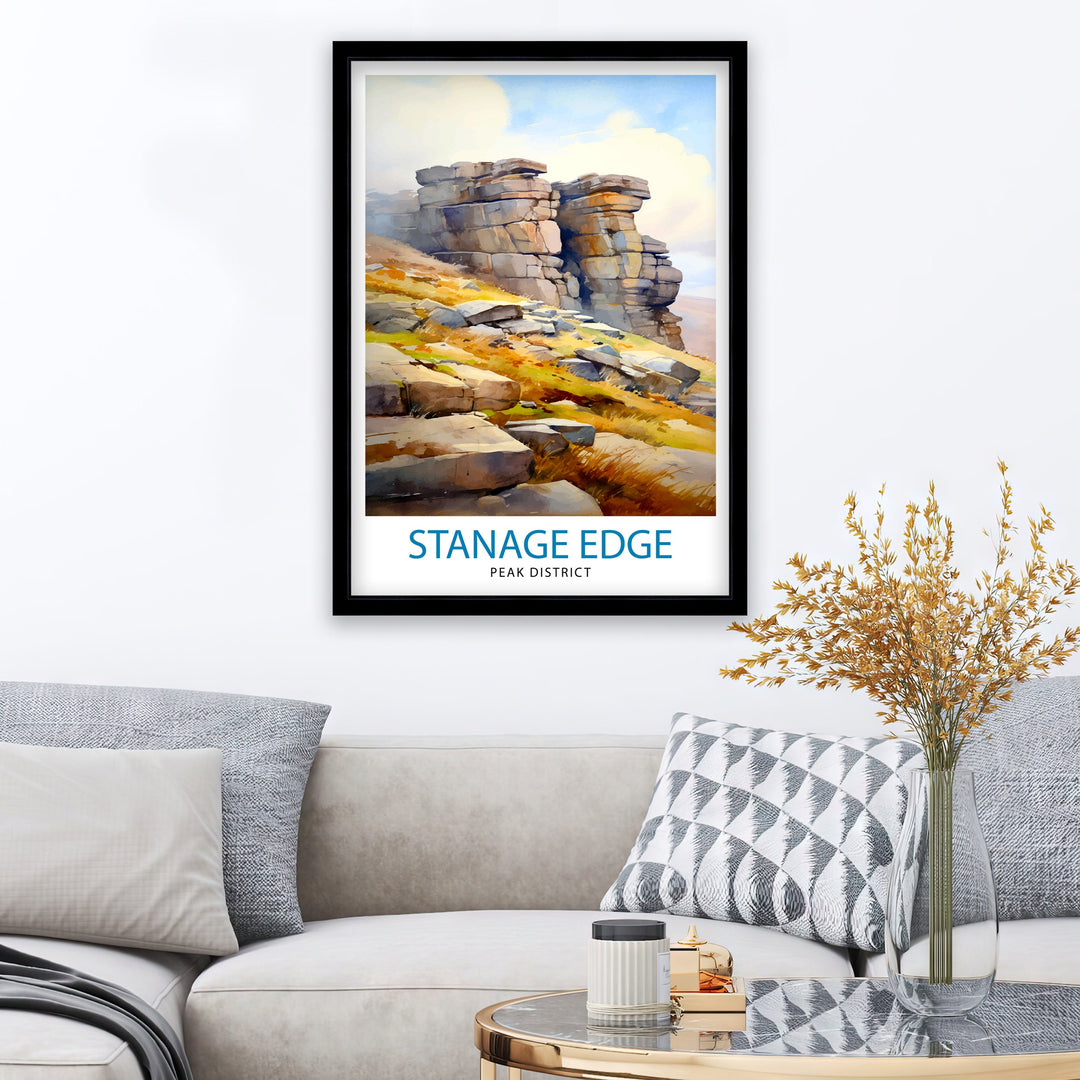Stanage Edge Poster Peak District Art Climbing