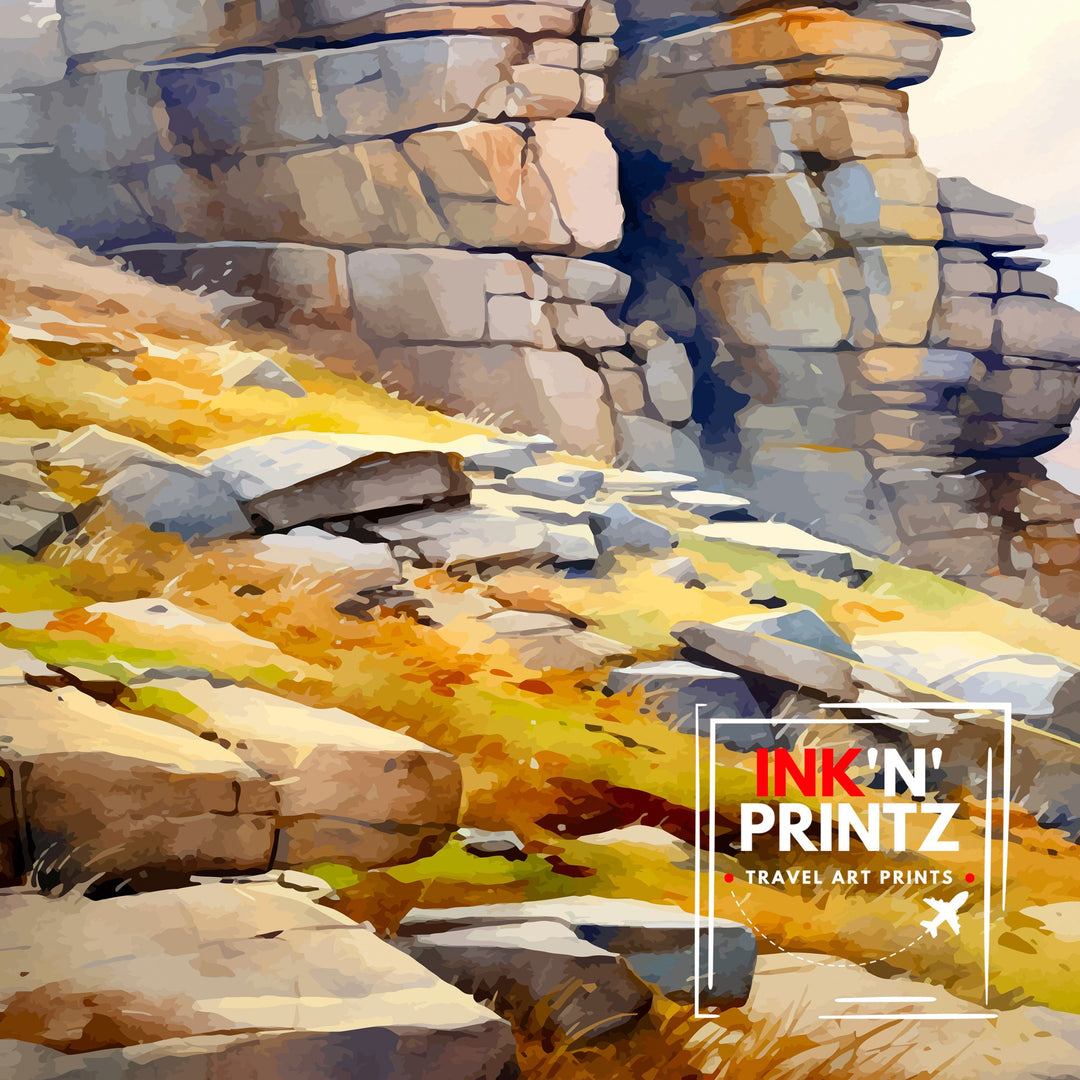 Stanage Edge Poster Peak District Art Climbing