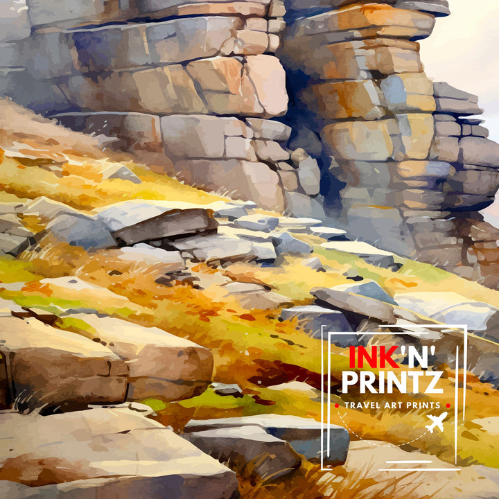 Stanage Edge Poster Peak District Art Climbing