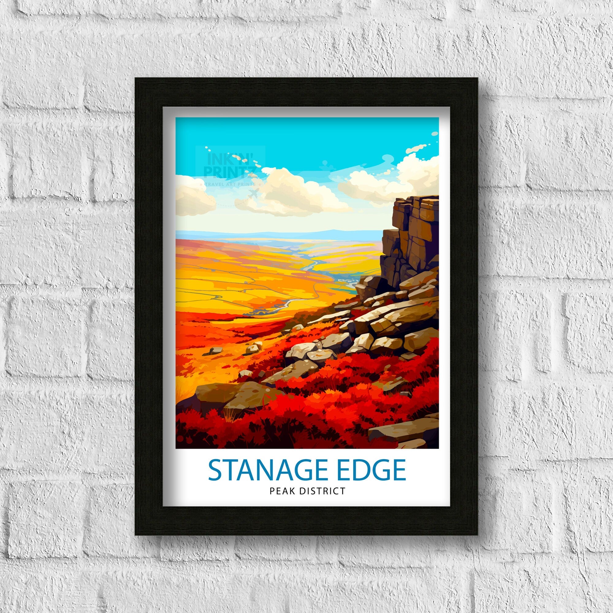 Stanage Edge Print Peak District Art Climbing Wall Decor England Landscape Poster Hiking Travel Gift British Nature Wall Art