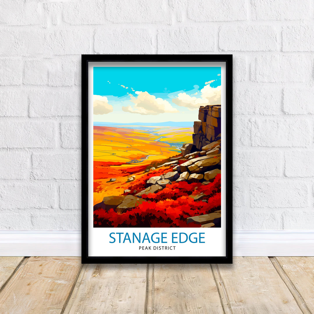 Stanage Edge Print Peak District Art Climbing Wall Decor England Landscape Poster Hiking Travel Gift British Nature Wall Art