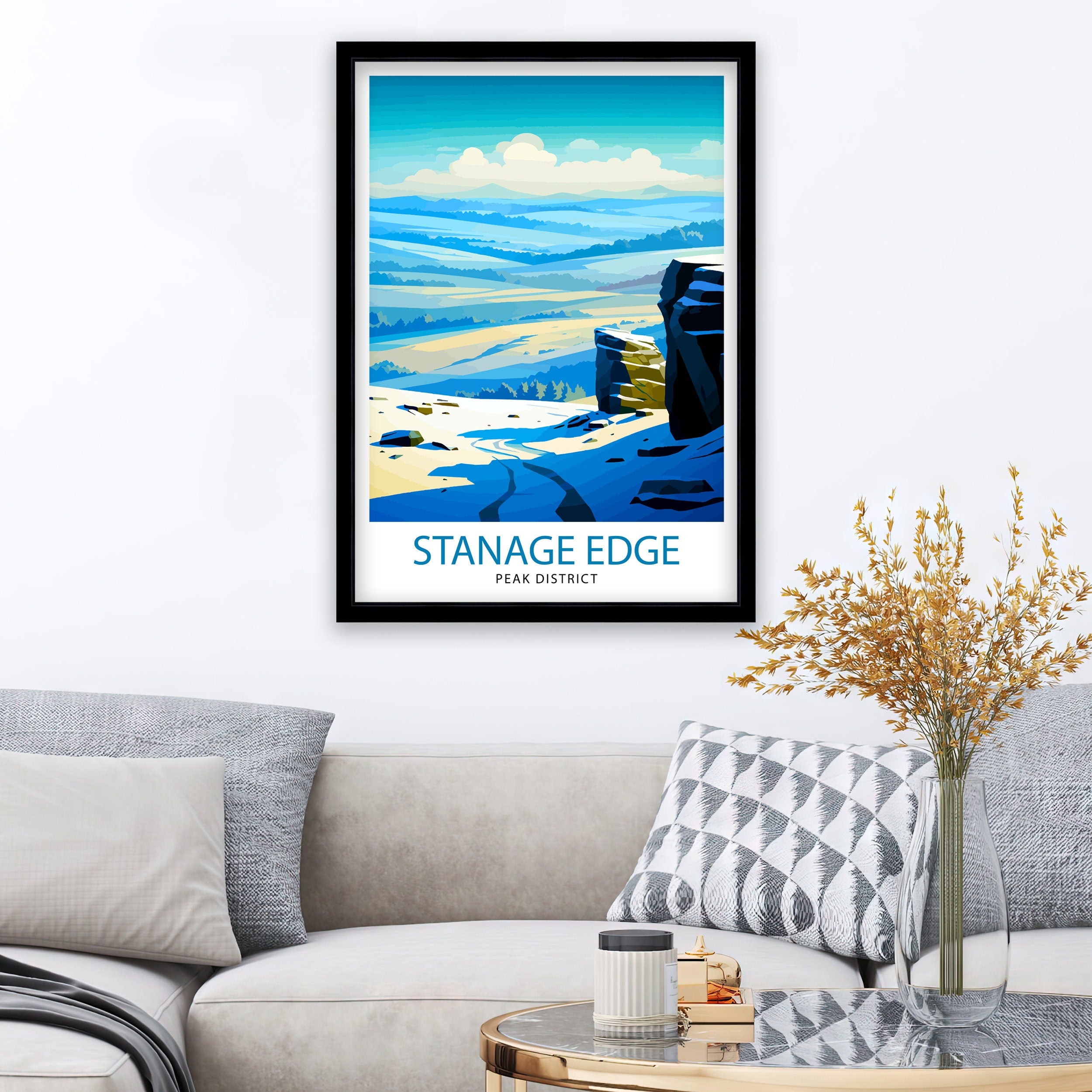 Stanage Edge Print Peak District Art Climbing Wall Decor England Landscape Poster Hiking Travel Gift British Nature Wall Art