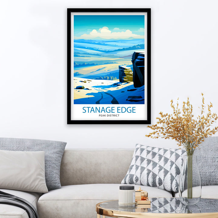 Stanage Edge Print Peak District Art Climbing Wall Decor England Landscape Poster Hiking Travel Gift British Nature Wall Art