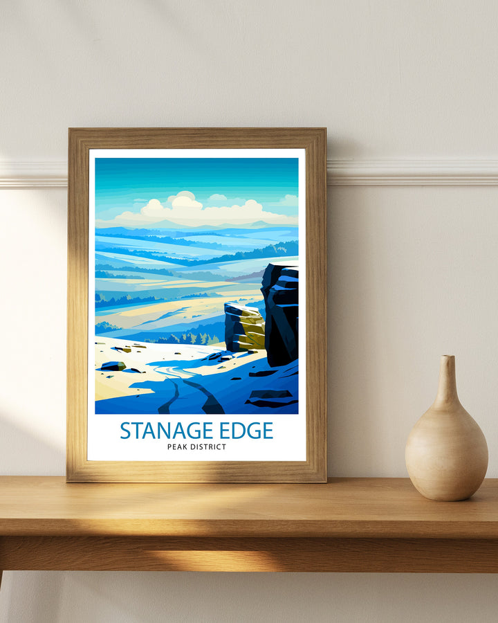 Stanage Edge Print Peak District Art Climbing Wall Decor England Landscape Poster Hiking Travel Gift British Nature Wall Art