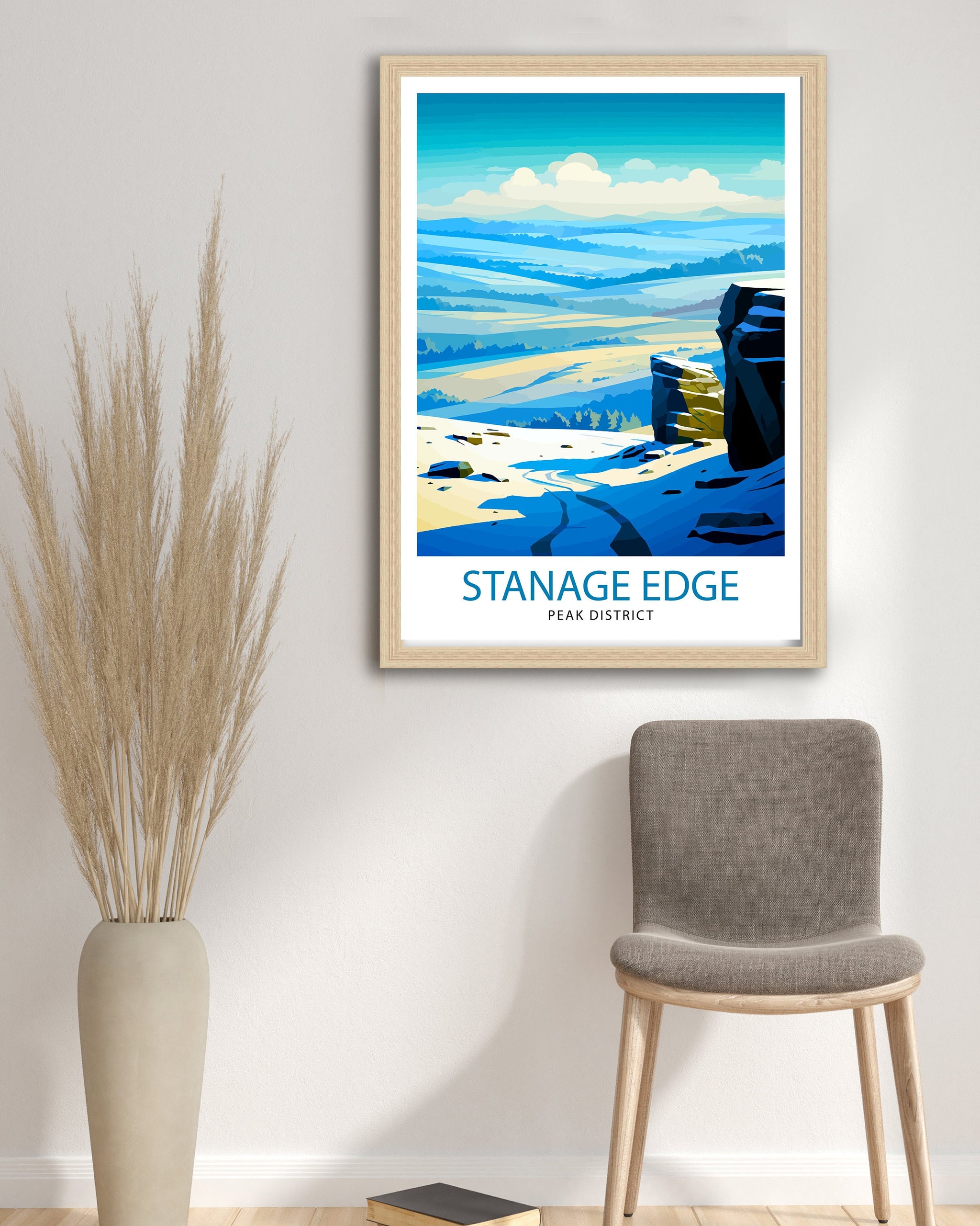 Stanage Edge Print Peak District Art Climbing Wall Decor England Landscape Poster Hiking Travel Gift British Nature Wall Art