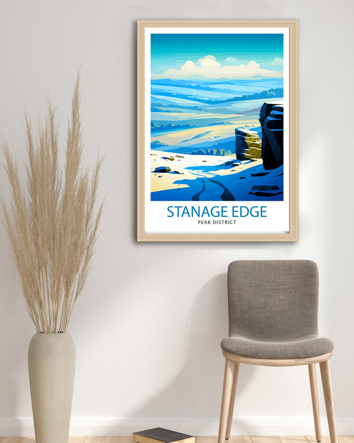 Stanage Edge Print Peak District Art Climbing Wall Decor England Landscape Poster Hiking Travel Gift British Nature Wall Art