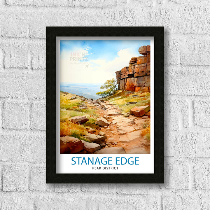 Stanage Edge Print Peak District Art Climbing Wall Decor England Landscape Poster Hiking Travel Gift British Nature Wall Art