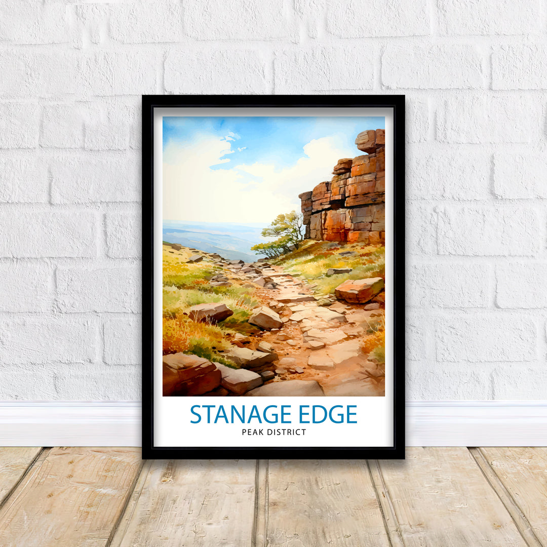 Stanage Edge Print Peak District Art Climbing Wall Decor England Landscape Poster Hiking Travel Gift British Nature Wall Art