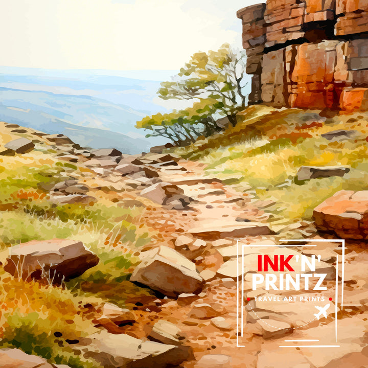 Stanage Edge Print Peak District Art Climbing Wall Decor England Landscape Poster Hiking Travel Gift British Nature Wall Art