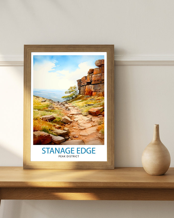 Stanage Edge Print Peak District Art Climbing Wall Decor England Landscape Poster Hiking Travel Gift British Nature Wall Art