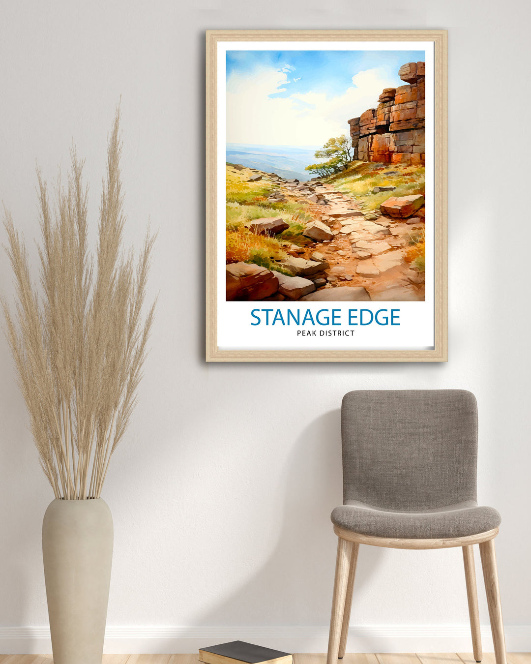 Stanage Edge Print Peak District Art Climbing Wall Decor England Landscape Poster Hiking Travel Gift British Nature Wall Art