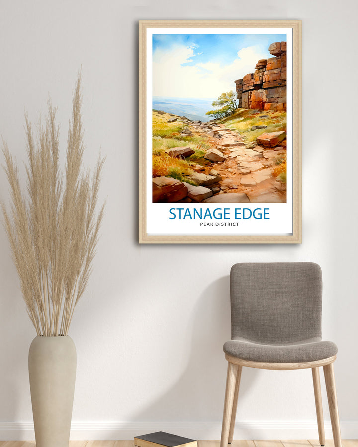 Stanage Edge Print Peak District Art Climbing Wall Decor England Landscape Poster Hiking Travel Gift British Nature Wall Art
