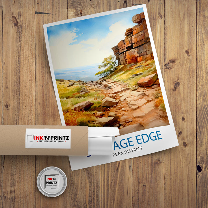 Stanage Edge Print Peak District Art Climbing Wall Decor England Landscape Poster Hiking Travel Gift British Nature Wall Art