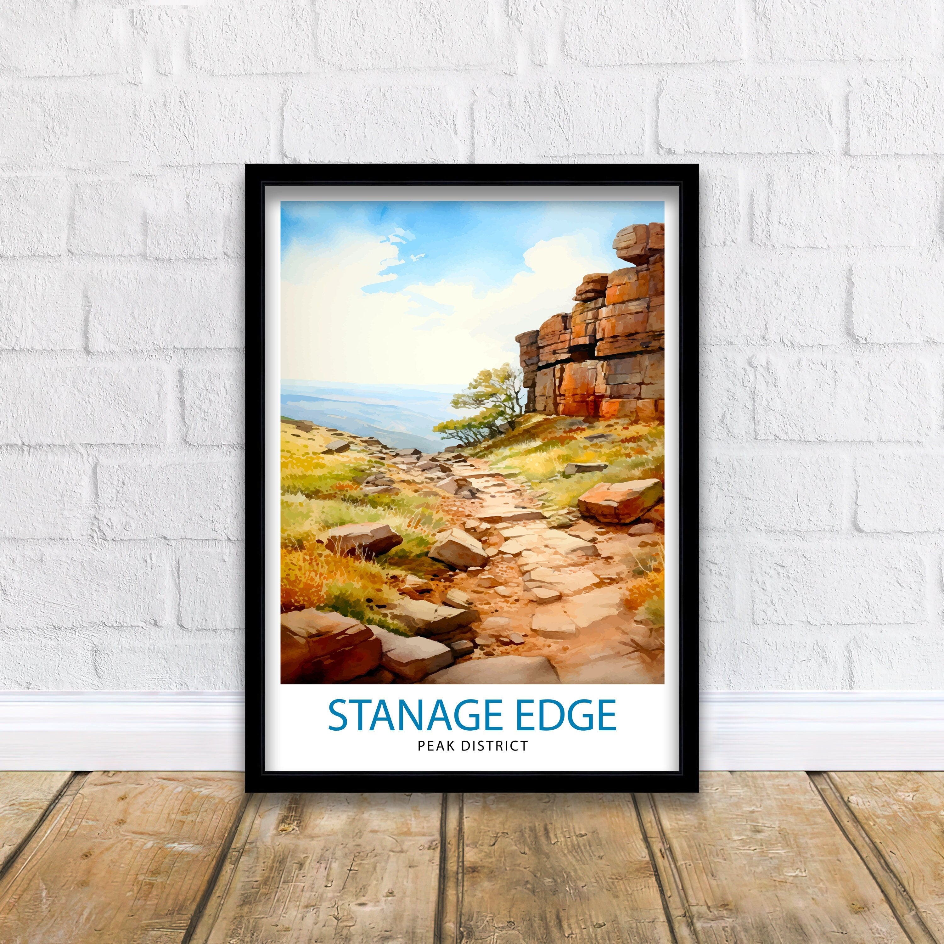 Stanage Edge Print Peak District Art Climbing Wall Decor England Landscape Poster Hiking Travel Gift British Nature Wall Art