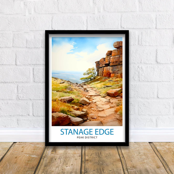 Stanage Edge Print Peak District Art Climbing Wall Decor England Landscape Poster Hiking Travel Gift British Nature Wall Art