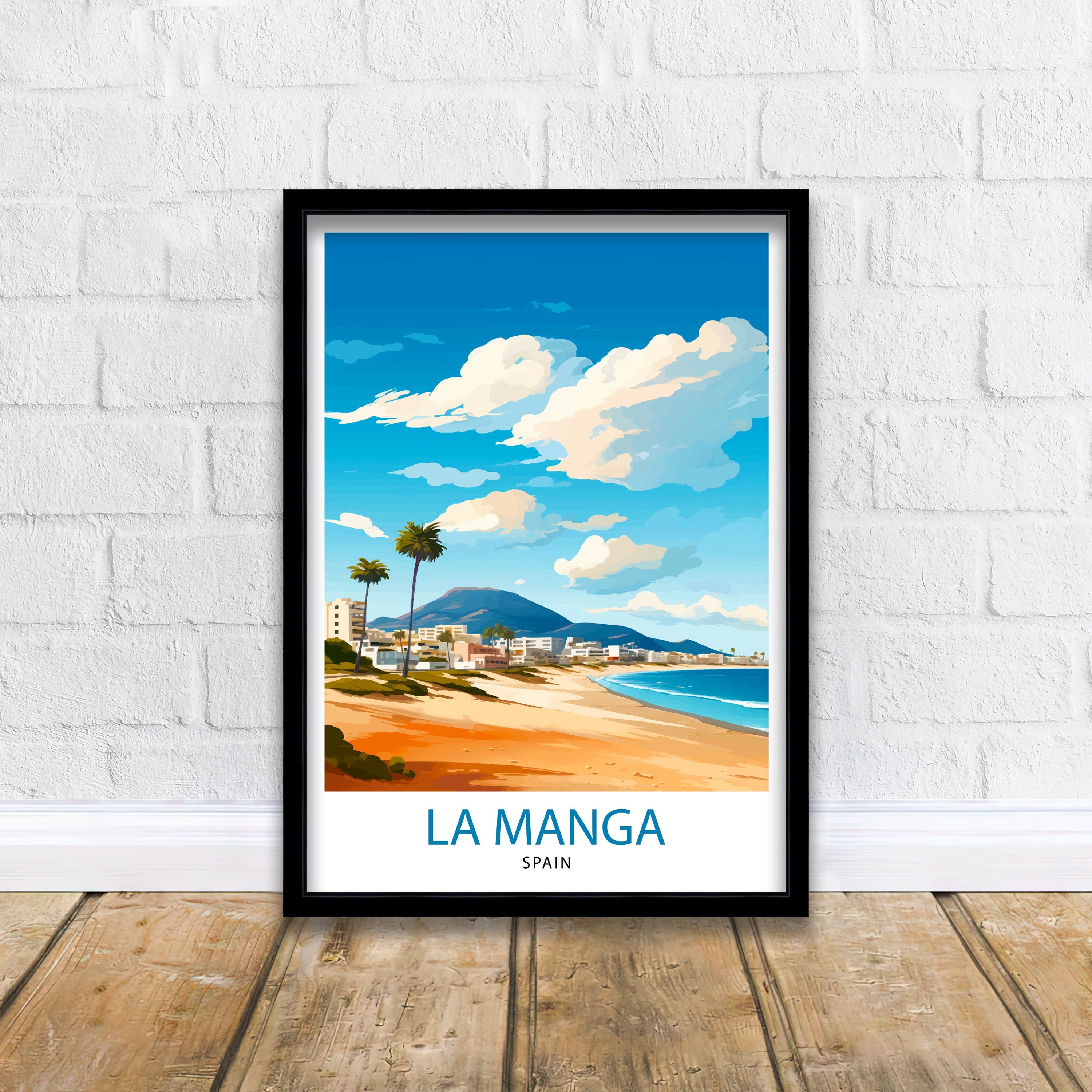 La Manga Spain Print Mar Menor Coastal Art La Manga Poster Spanish Beach Wall Decor Mediterranean Sea Landscape Murcia Region Illustration