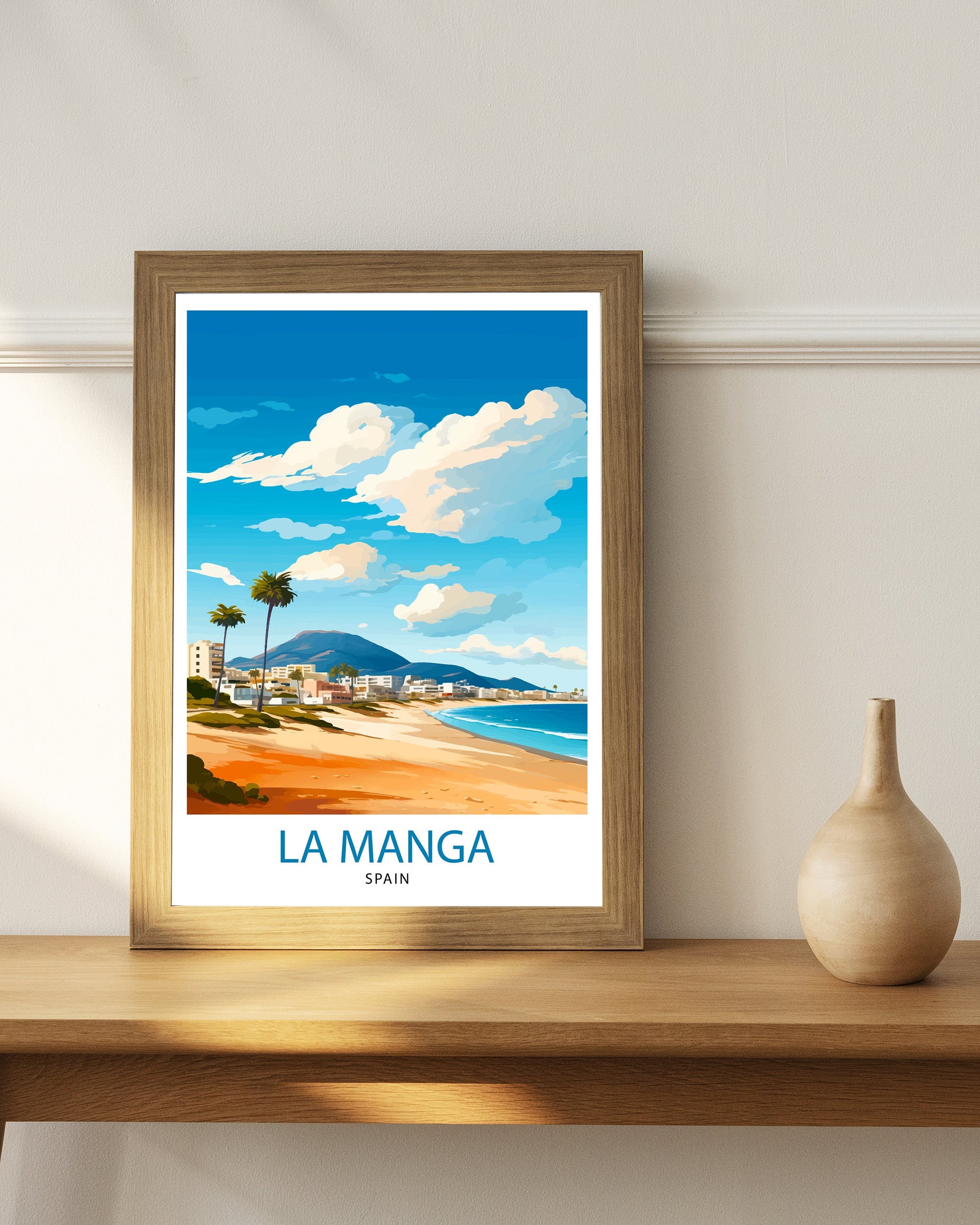 La Manga Spain Print Mar Menor Coastal Art La Manga Poster Spanish Beach Wall Decor Mediterranean Sea Landscape Murcia Region Illustration