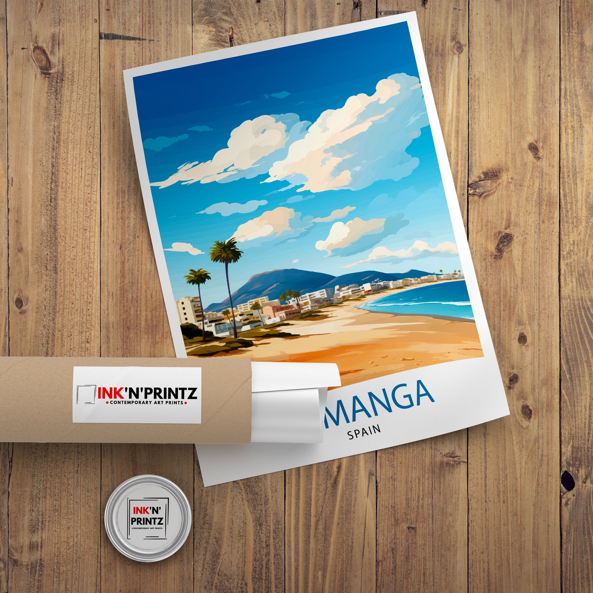 La Manga Spain Print Mar Menor Coastal Art La Manga Poster Spanish Beach Wall Decor Mediterranean Sea Landscape Murcia Region Illustration