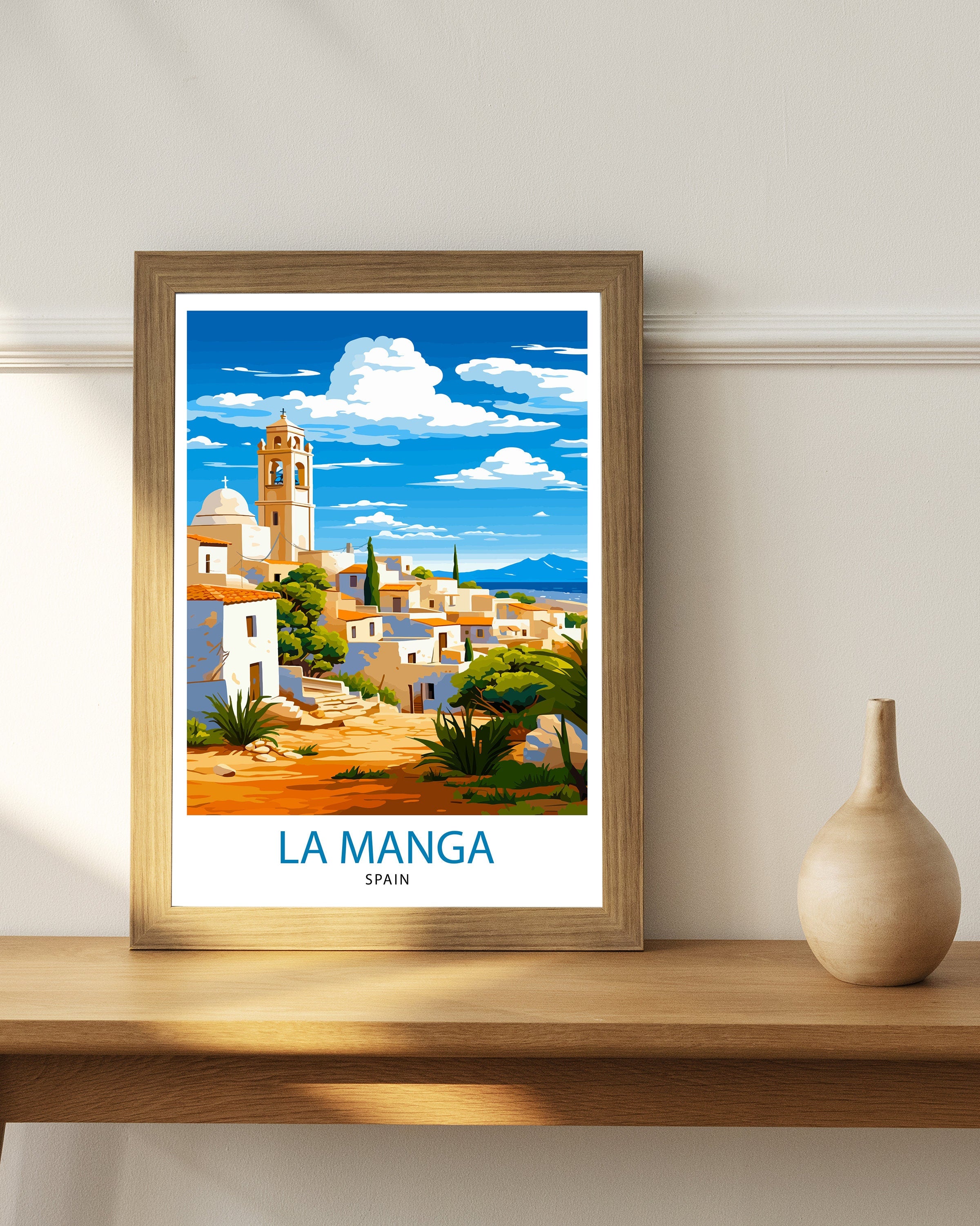 La Manga Spain Print Mar Menor Coastal Art La Manga Poster Spanish Beach Wall Decor Mediterranean Sea Landscape Murcia Region Illustration