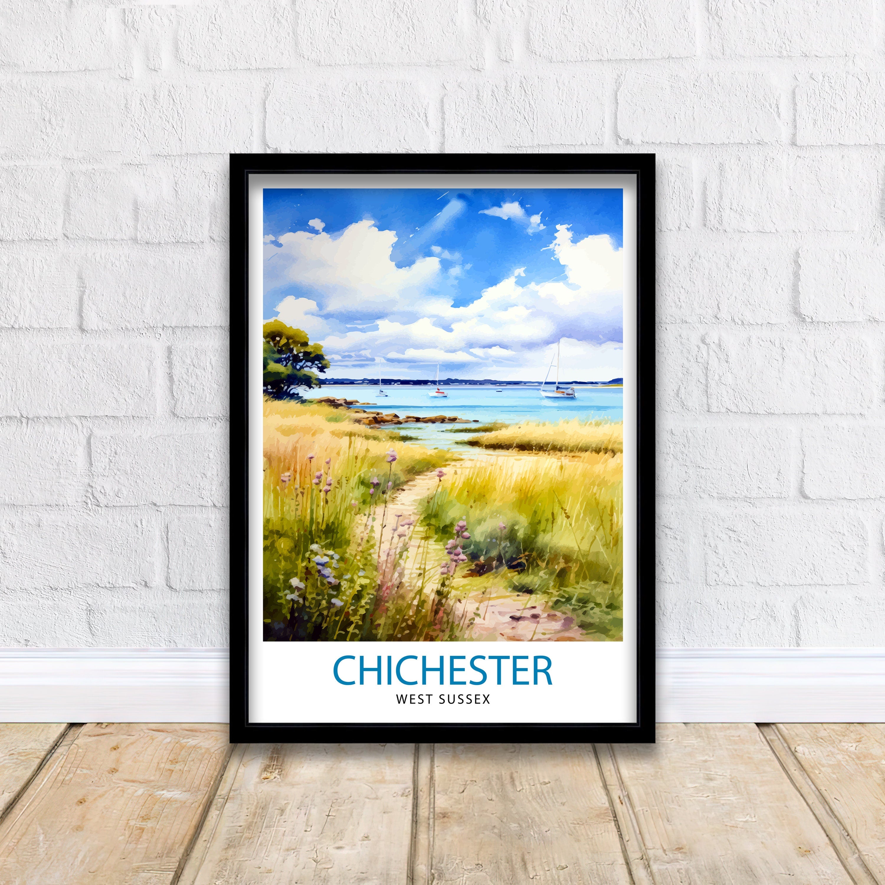 Chichester Harbour Travel Print Chichester Harbour Wall Decor Chichester Harbour Poster Coastal Travel Prints Chichester Harbour Art Print