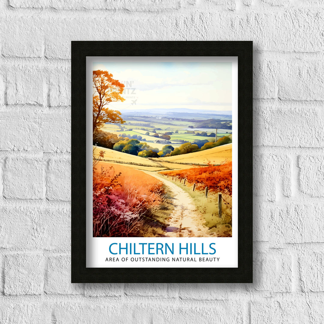 Chilterns AONB Poster English Countryside Art Chilterns Landscape Poster UK Nature Reserve