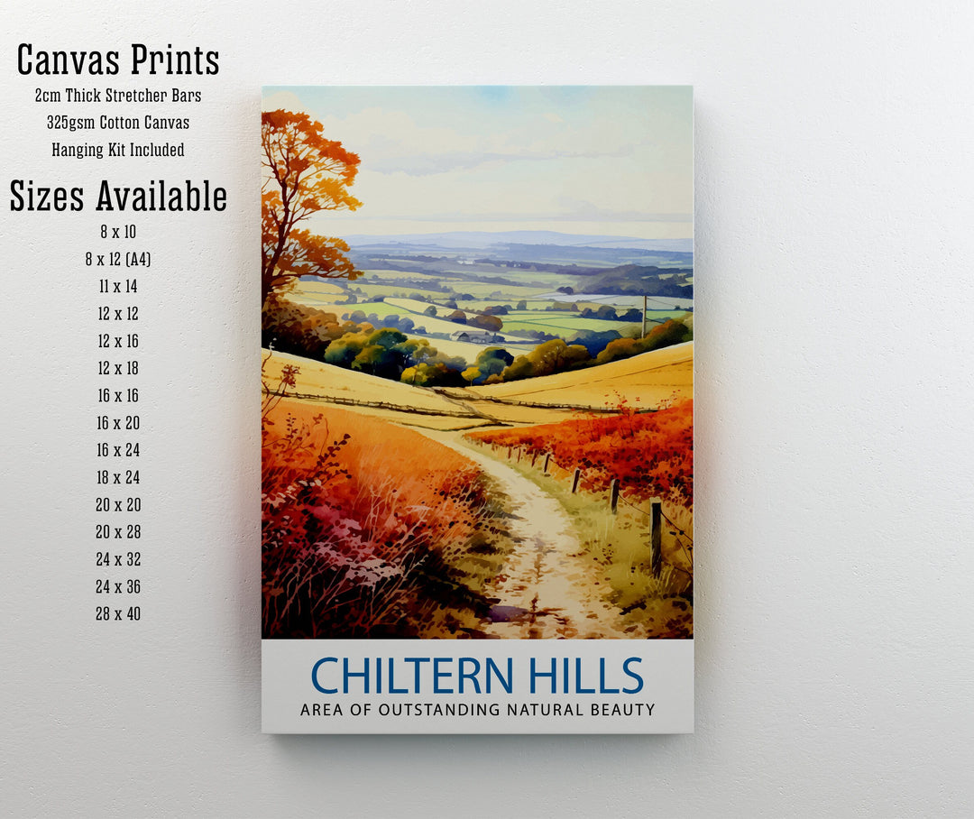 Chilterns AONB Poster English Countryside Art Chilterns Landscape Poster UK Nature Reserve