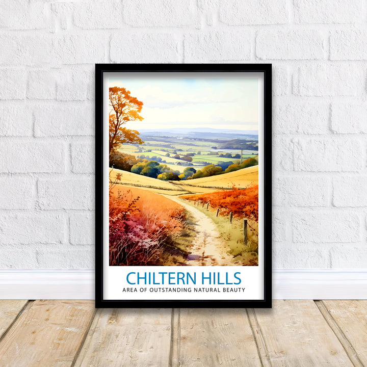 Chilterns AONB Poster English Countryside Art Chilterns Landscape Poster UK Nature Reserve