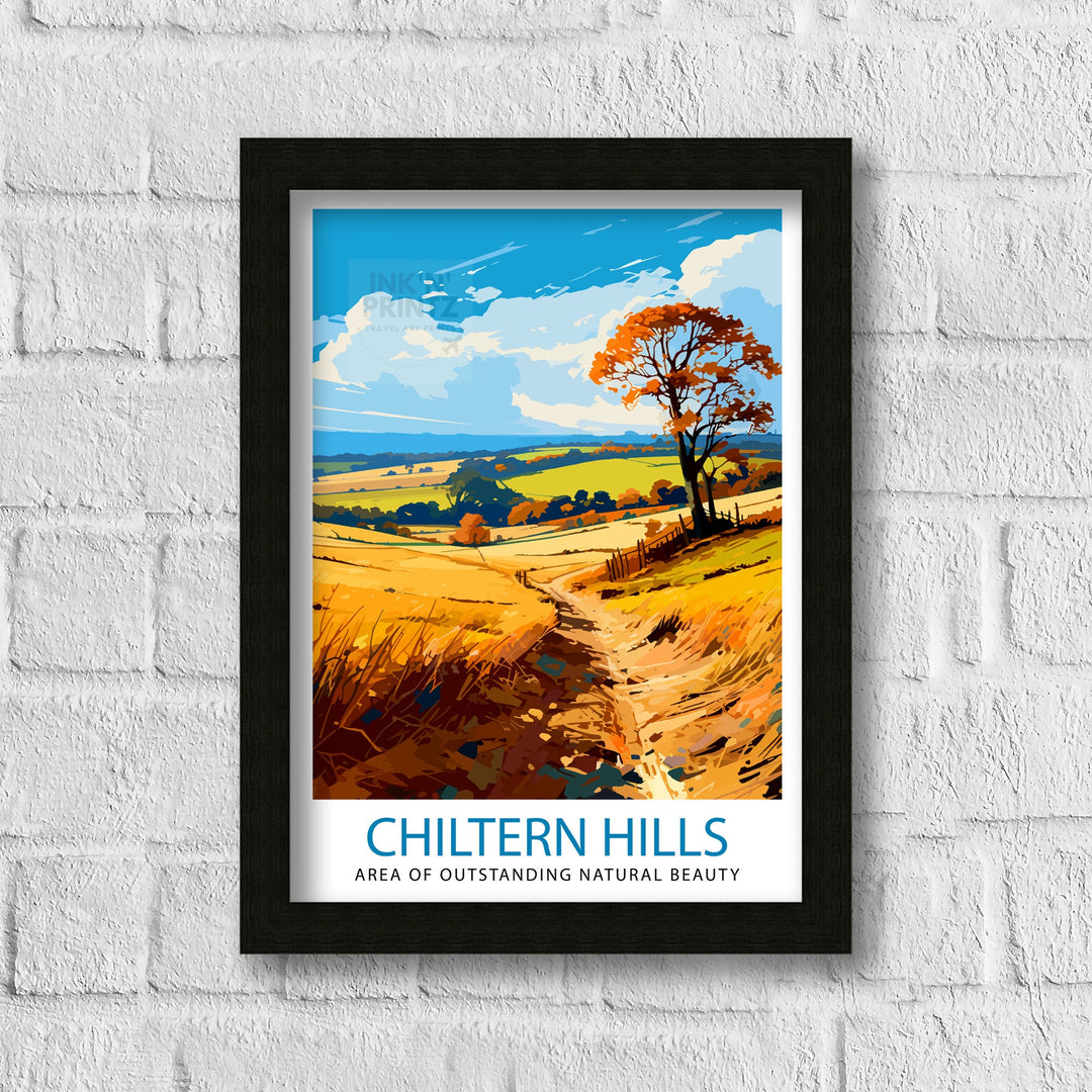 Chilterns AONB Poster English Countryside Art Chilterns Landscape Poster UK Nature Reserve