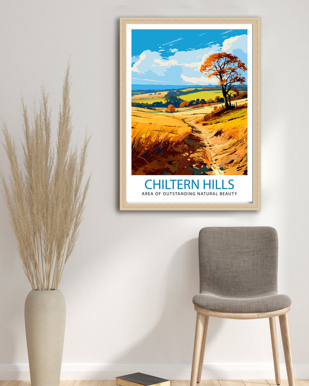 Chilterns AONB Poster English Countryside Art Chilterns Landscape Poster UK Nature Reserve