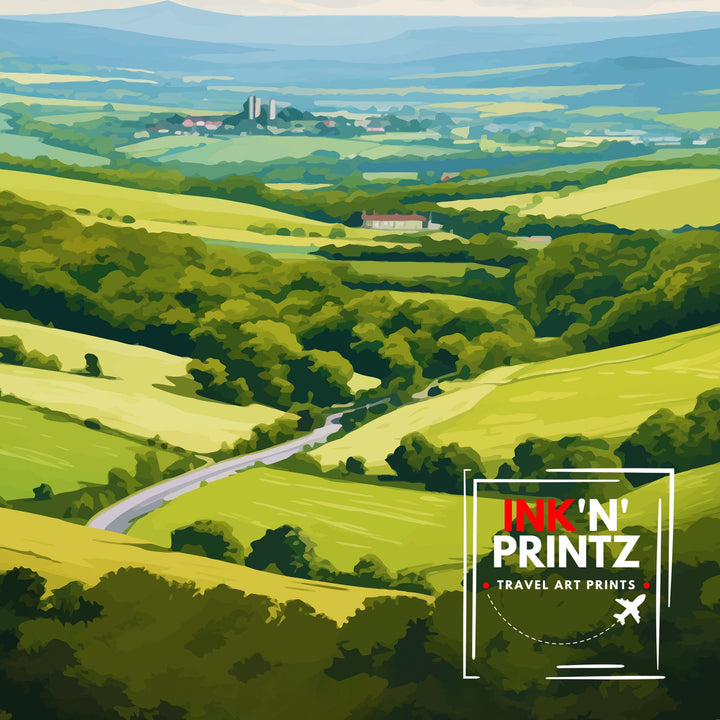 Chilterns AONB Poster English Countryside Art Chilterns Landscape Poster UK Nature Reserve