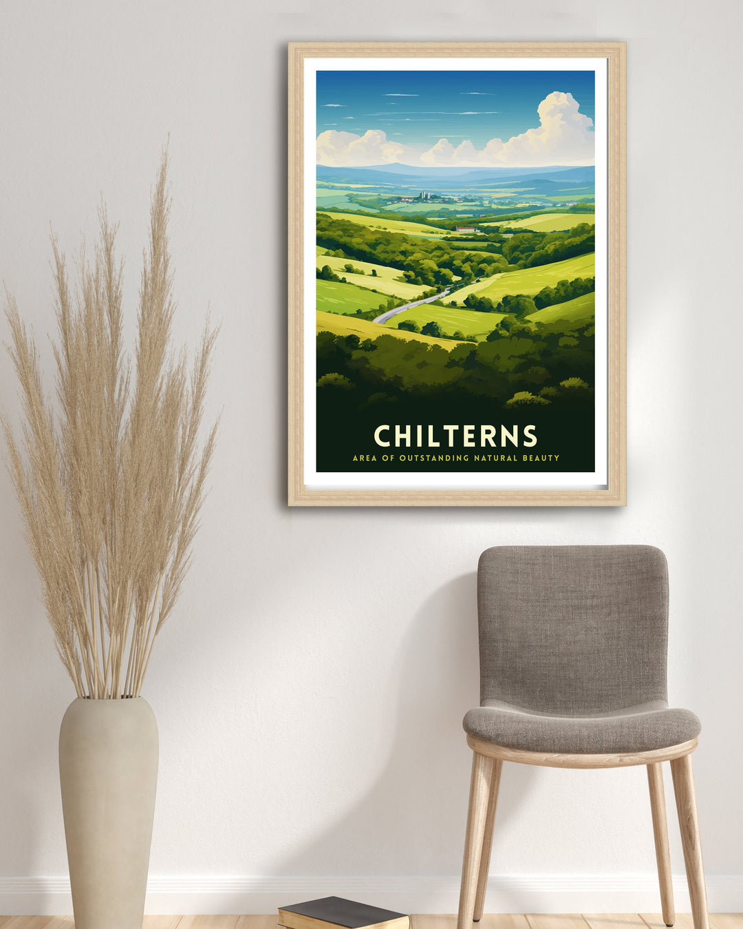 Chilterns AONB Poster English Countryside Art Chilterns Landscape Poster UK Nature Reserve