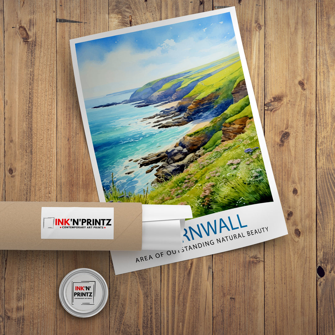 Cornwall AONB Poster Stunning Cornish Coast Art Cornwall Landscape Poster England Nature Reserve