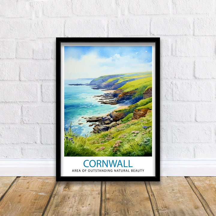 Cornwall AONB Poster Stunning Cornish Coast Art Cornwall Landscape Poster England Nature Reserve